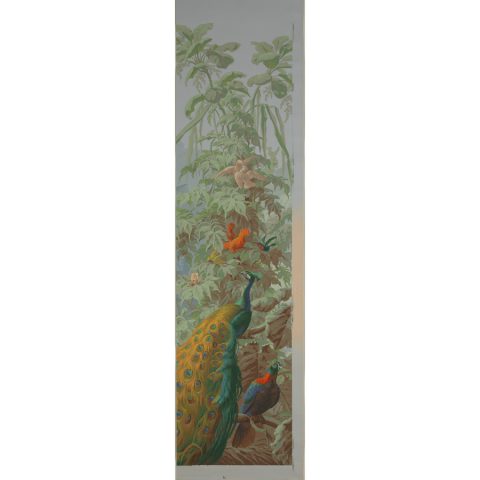 Le Brésil , extrait d’un papier peint panoramique Manufacture Jules Desfossé, Paris, 1862 Imprimé à la planche cliché © Musée du Papier Peint, Rixheim.