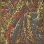 Tapis drapé, papier peint à motif répétitif, manufacture Anonyme, avant 1893, papier continu, fond mat, impression mécanique, 17 couleurs, contrefond taille douce en finition, Musée du Papier peint, Rixheim, France, inv.987 PC 23